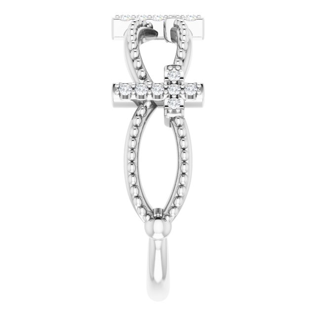 14K White .08 CTW Diamond Stackable Cross Ring  